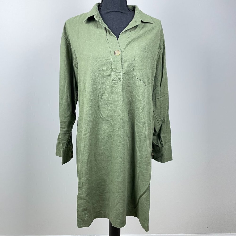Old Navy Shift Women's Olive Linen Dress Medium